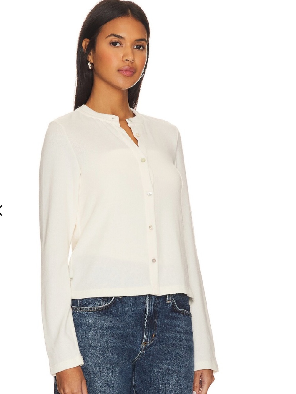 DONNI. White / Cream Button Up Sweater Cardigan, Long Sleeve Top, Size Small
